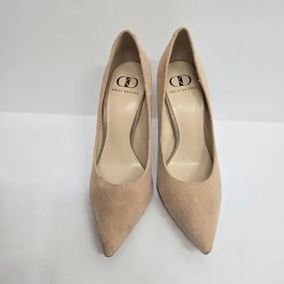 Kelsi Dagger Women’s Suede High Heel Pumps Size 6.5 Beige Nude Leather Shoes - Picture 2 of 11